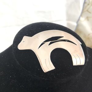 Vintage Sterling Silver Bear Fetish Brooch N American